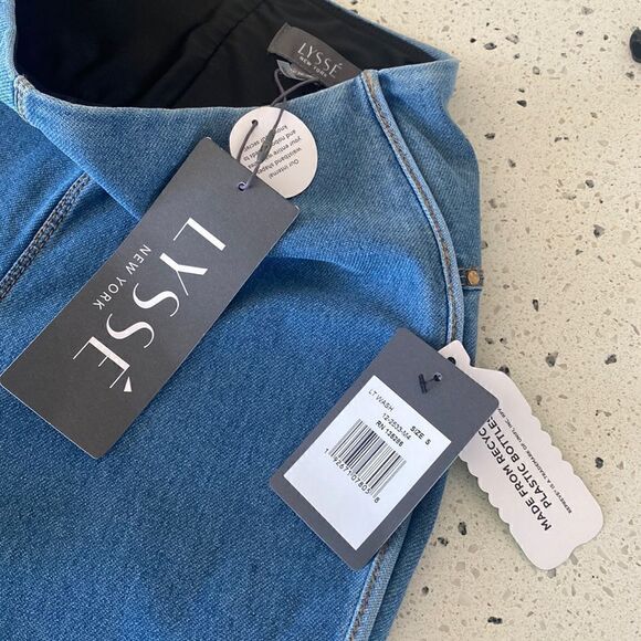 Lysse Cropped Side Slit Denim Ankle Length Leggings Light Wash Women’s Size S - Picture 8 of 14